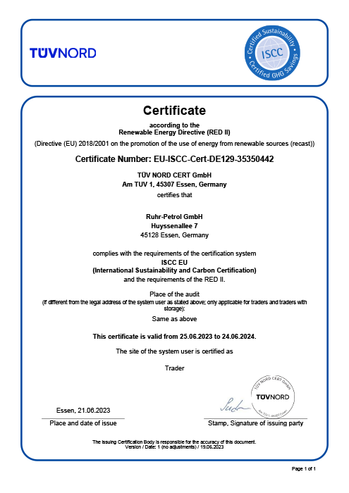 ISCC-Zertifikat